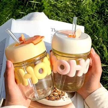 Cute Glass Straw Cup