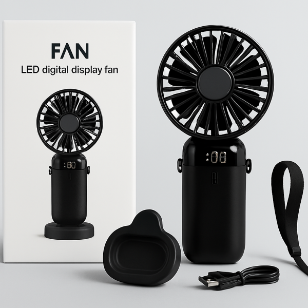 Led Digital Display Rechargeable Fan